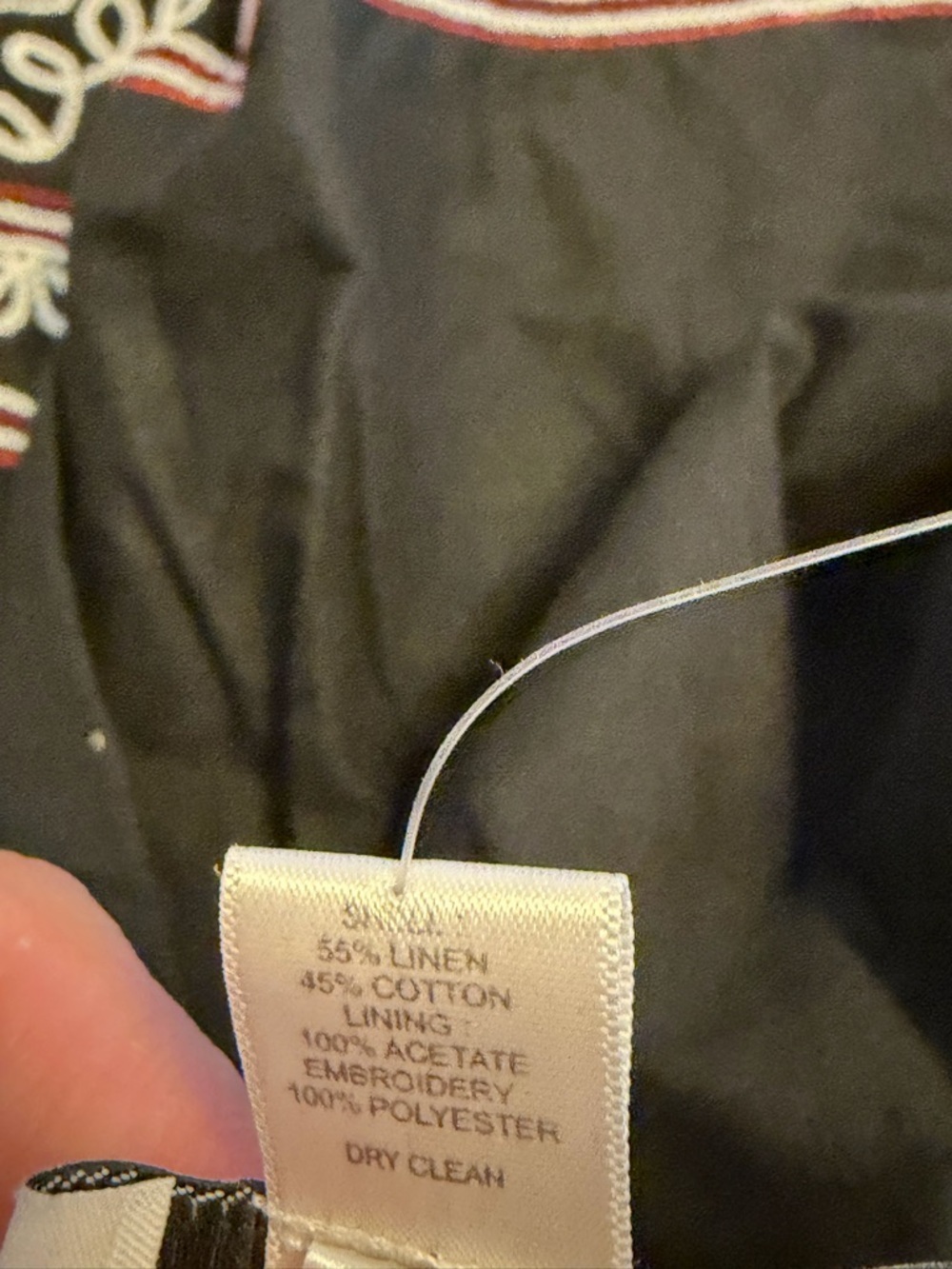 LOFT Black Linen Blend Embroidered A-Line Skirt 16 Boho - Picture 12 of 12